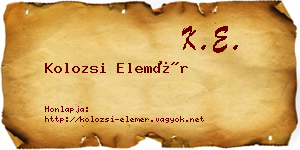 Kolozsi Elemér névjegykártya
